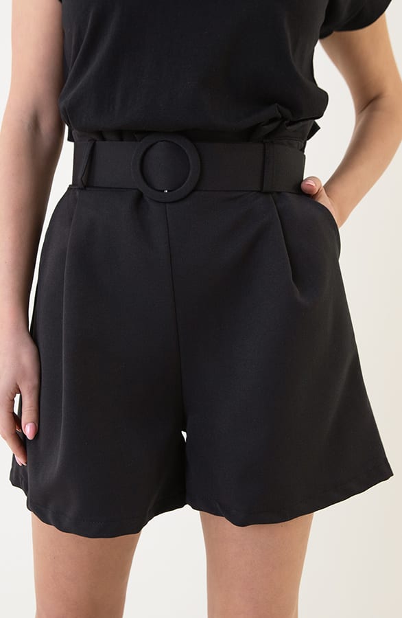 Trendy Short Met Riem Maddy Zwart – shoparchief — foto 3