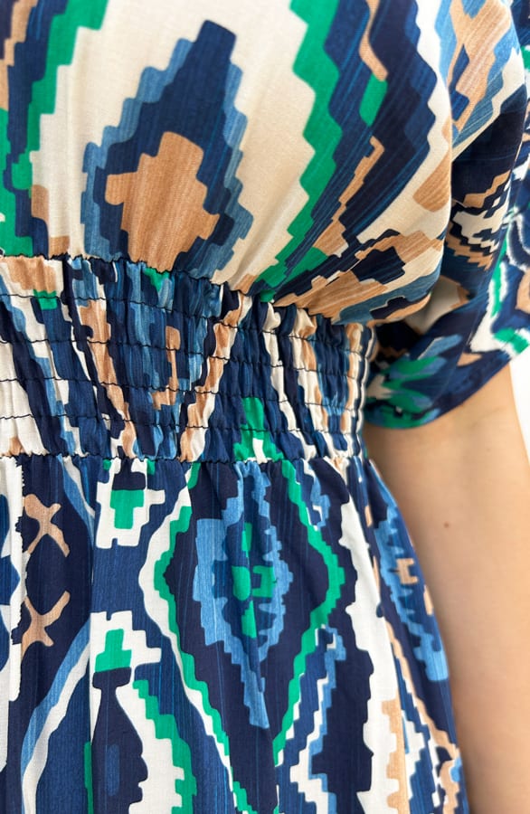 V-Hals Maxi Print Jurk Anouk Blauw – alle jurkjes — foto 5