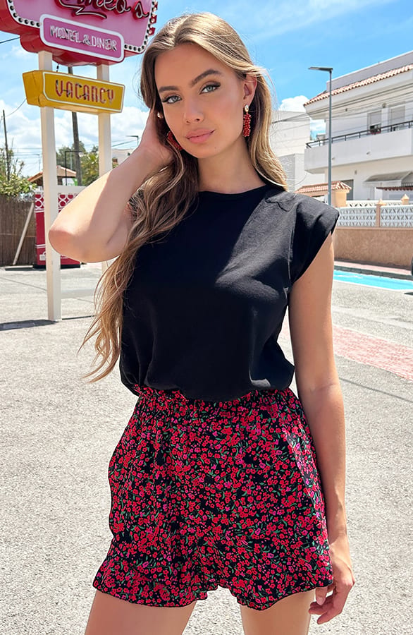 Skort Met Print Bloemenprint Ramona Rood – shoparchief — foto 2