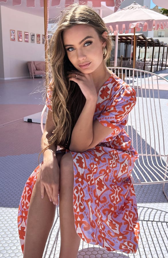 Split Jurk Lilian Aztec Lila Oranje – shoparchief — foto 4