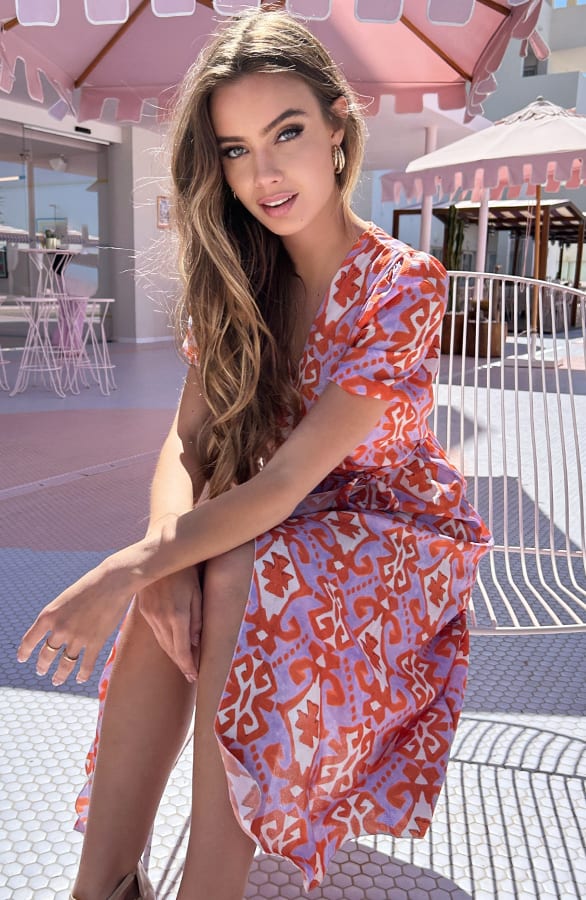 Split Jurk Lilian Aztec Lila Oranje – shoparchief — foto 5