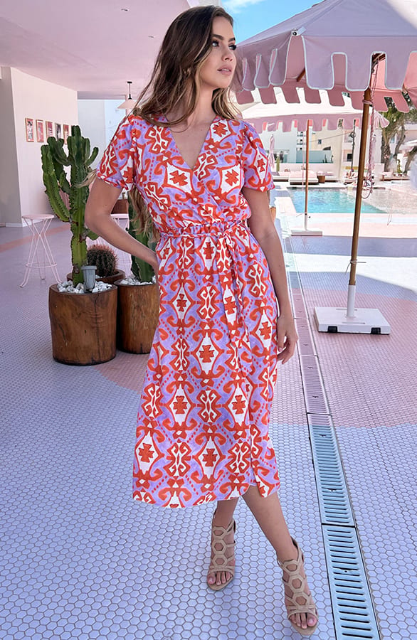 Split Jurk Lilian Aztec Lila Oranje – shoparchief — foto 6