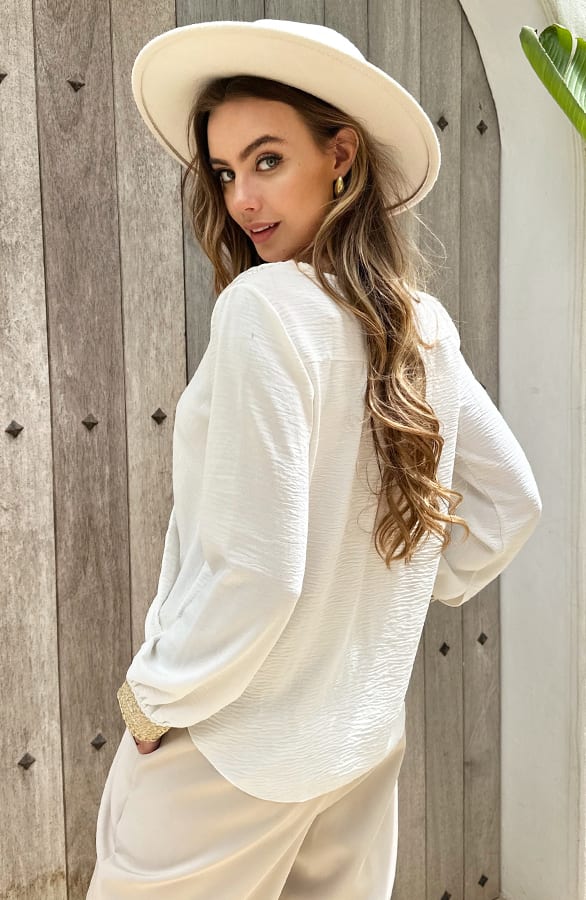 Limited Blouse Met Gouden Details Lize Ecru – kleding — foto 10