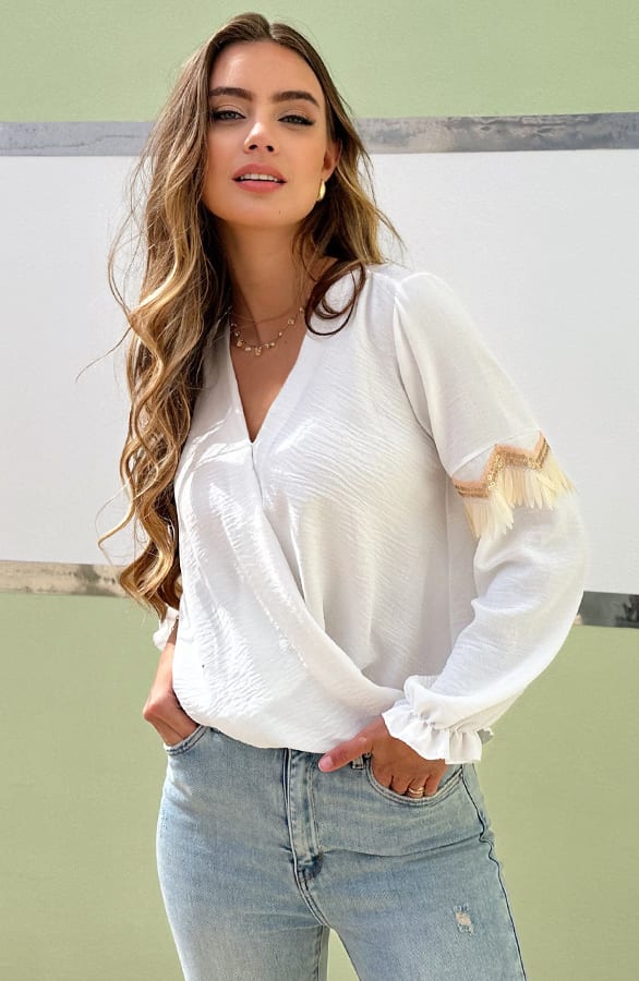 Blouse Met Mouw Details Lize Ecru – shoparchief
