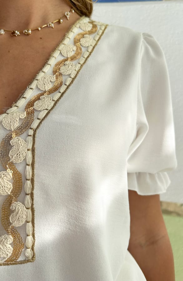 Bohemian Detail Top Leyla Ecru – shirts & tops — foto 4