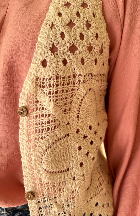 Bohemian Gehaakt Detailed Gilet Lina Beige – shoparchief — foto 4