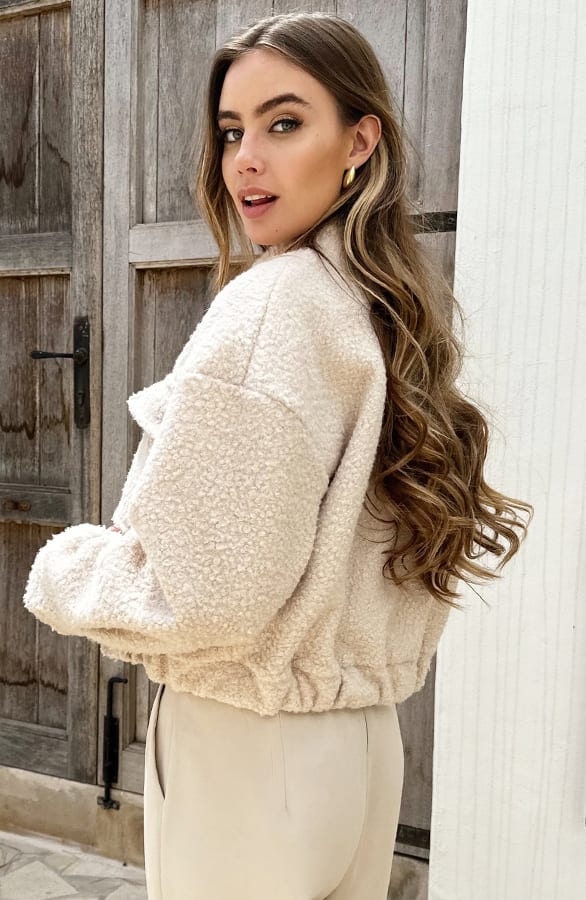 Bomber Jasje Bouclé Celine Beige – jassen — foto 3
