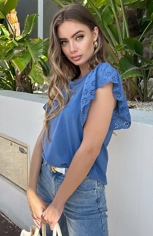 Broderie Detailed Top Leya Jeans Blue – shirts & tops