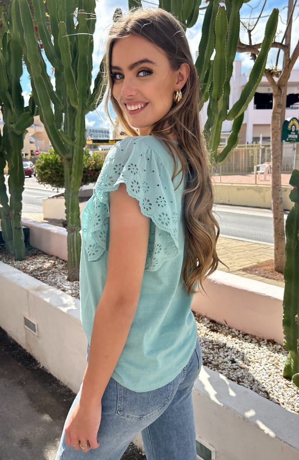 Broderie Detailed Top Leya Mint – shoparchief — foto 2