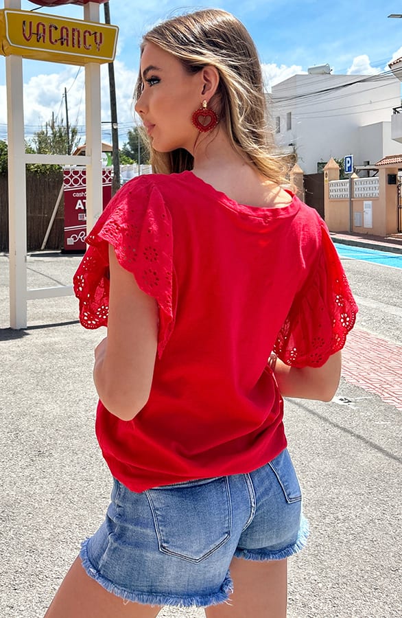 Broderie Detailed Top Leya Rood – shoparchief — foto 4