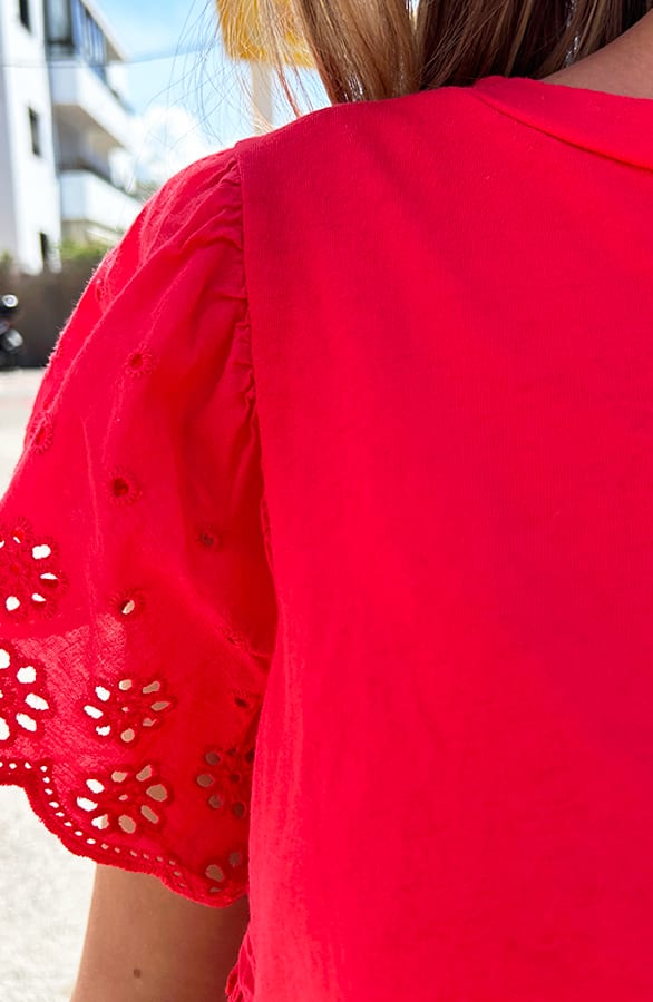 Broderie Detailed Top Leya Rood – shoparchief — foto 6