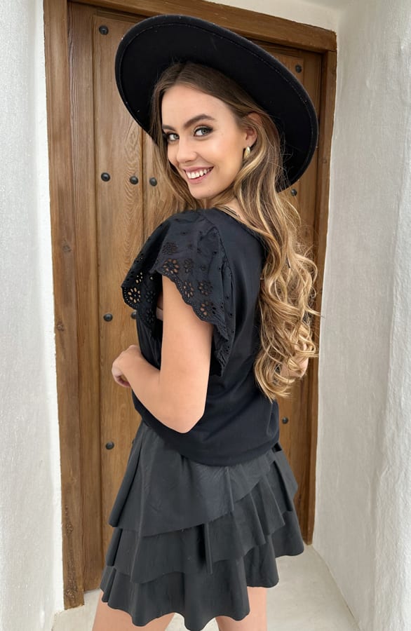 Broderie Detailed Top Leya Zwart – shoparchief — foto 6
