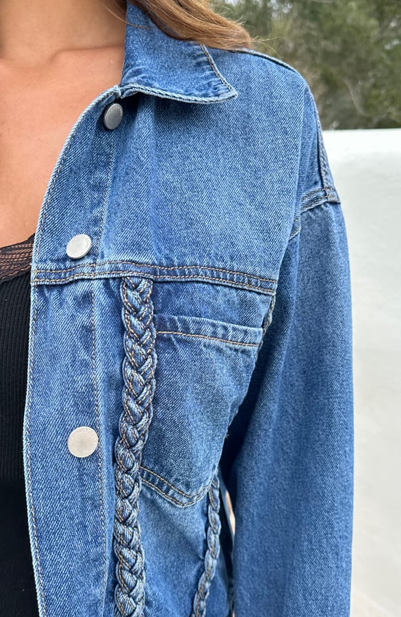 Denim Jacket Gevlochten Detail Ivy Blue – shoparchief — foto 5