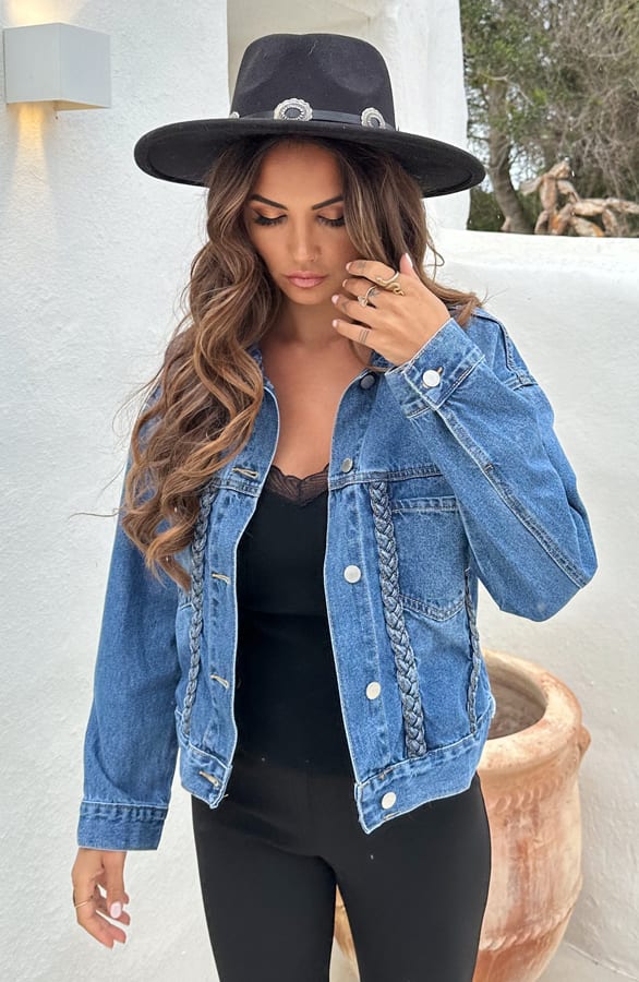 Denim Jacket Gevlochten Detail Ivy Blue – shoparchief — foto 2
