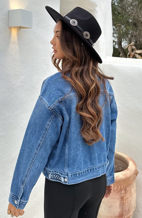 Denim Jacket Gevlochten Detail Ivy Blue – shoparchief — foto 3