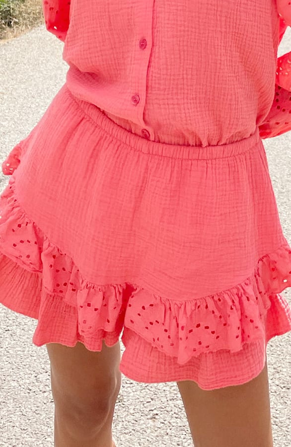 Detailed Katoenen Skort Cleo koraal – shoparchief