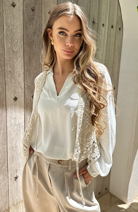 Gehaakt Gilet Bibi Beige – shoparchief