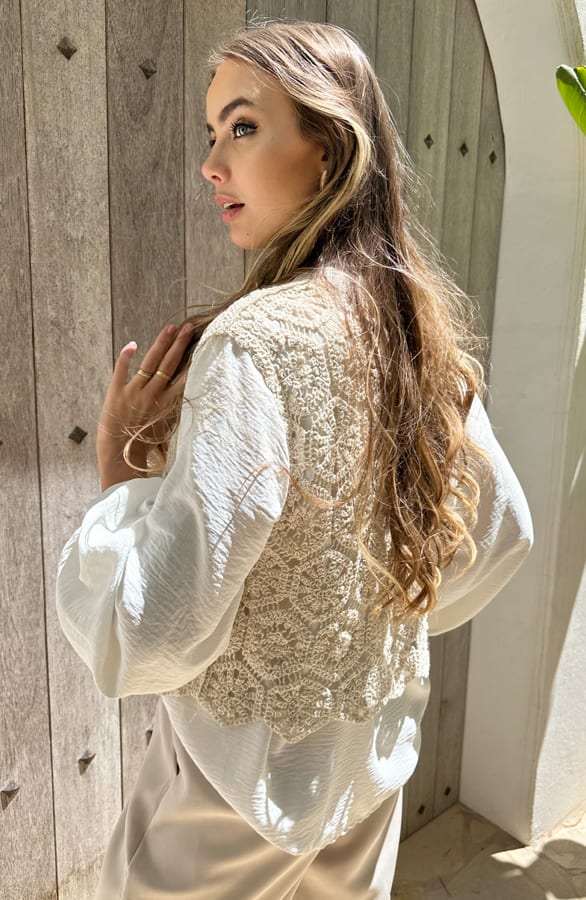 Gehaakt Gilet Bibi Beige – shoparchief — foto 3