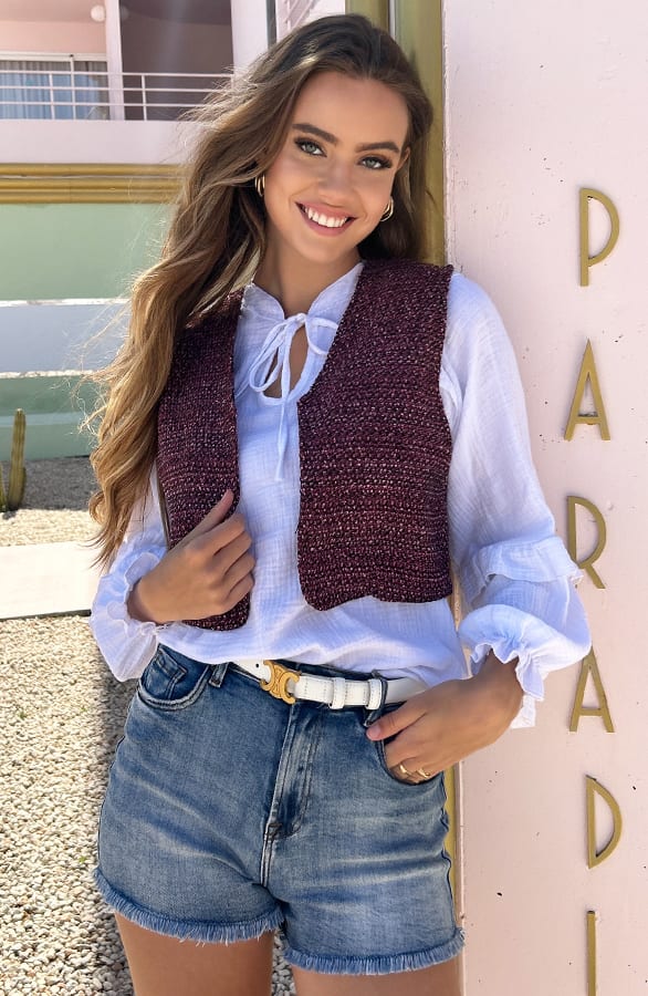 Geweven Gilet Jaina Roze – shoparchief — foto 2