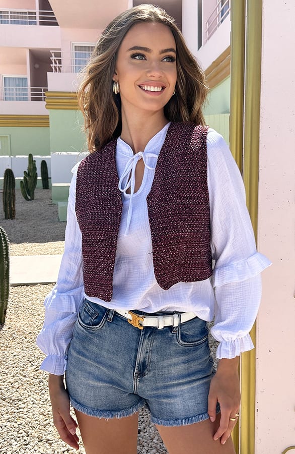Geweven Gilet Jaina Roze – shoparchief — foto 3