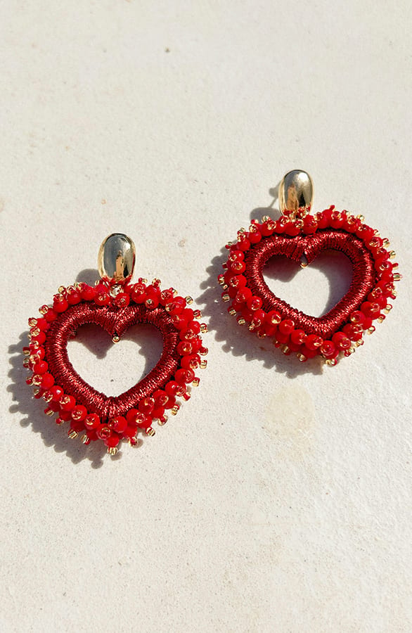 Heart Beads Oorbellen Janina Rood – shoparchief