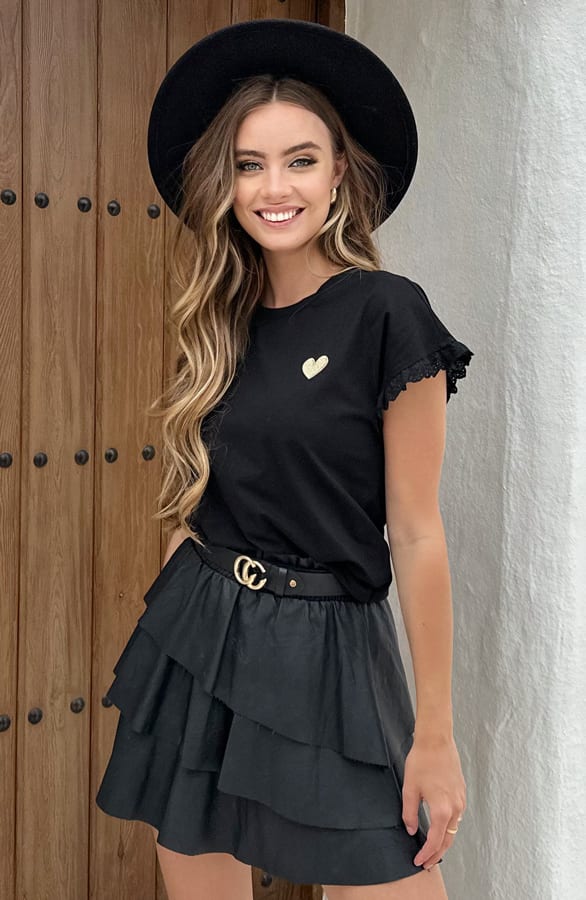 Jolie Leren Ruffle Rok – kleding — foto 5