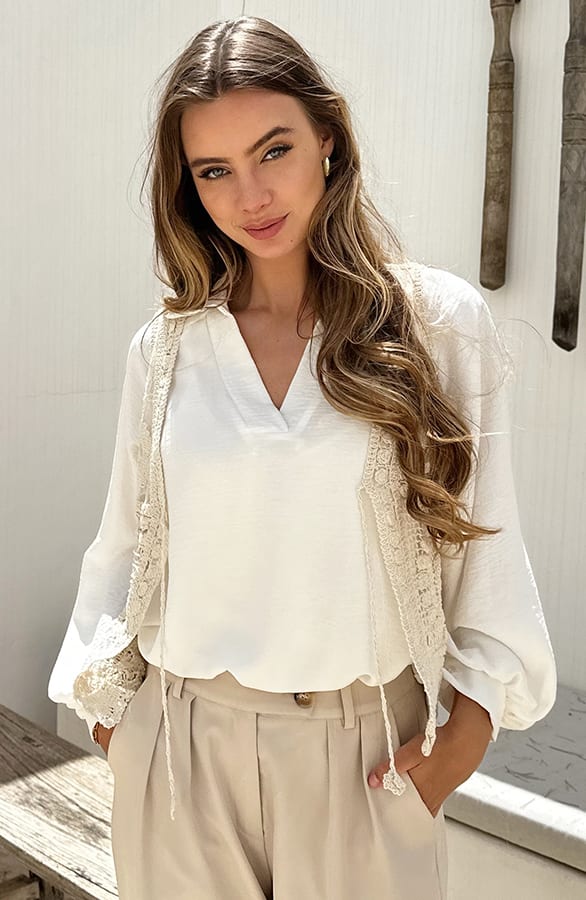 Kanten Bohemian Gilet Coco Beige – shoparchief — foto 5