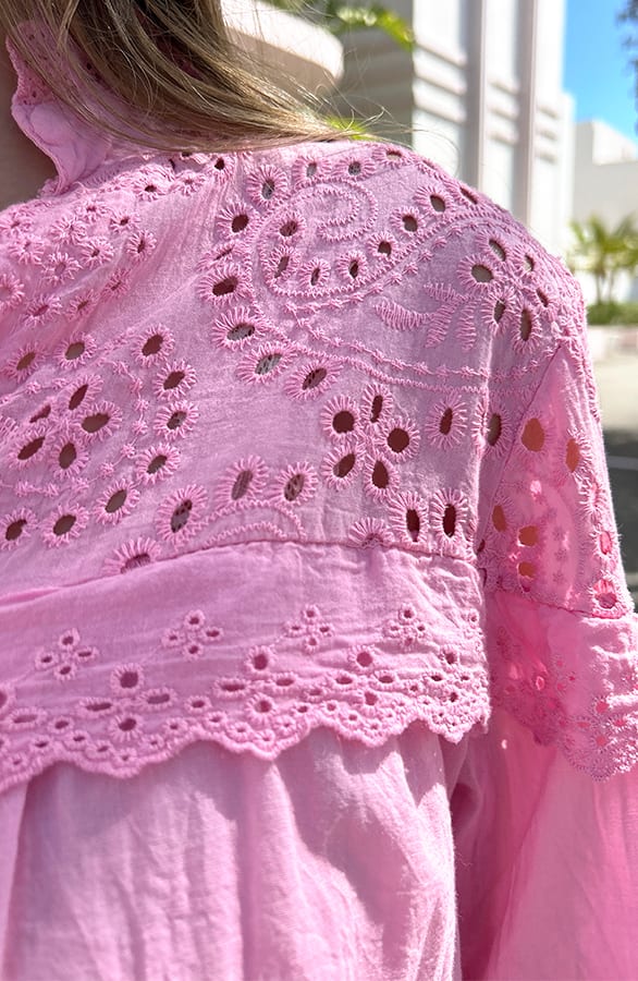 Katoenen Detailed Blouse Dahlia Roze – shoparchief — foto 5