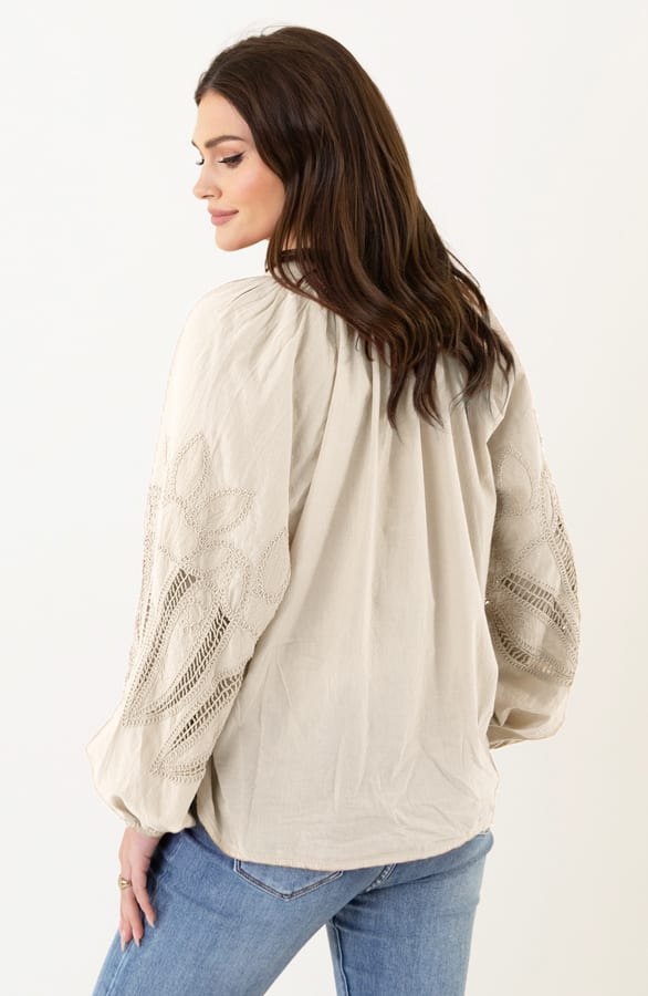 Katoenen Embroidery Blouse Juliette Beige – shoparchief — foto 4