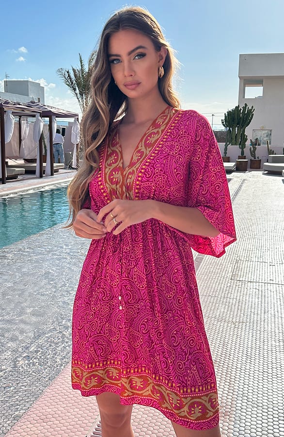 Katoenen Print Tuniek Maisy Roze – shoparchief