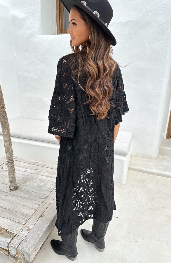 Lange Bohemian Kimono Mailey Zwart – shoparchief — foto 3