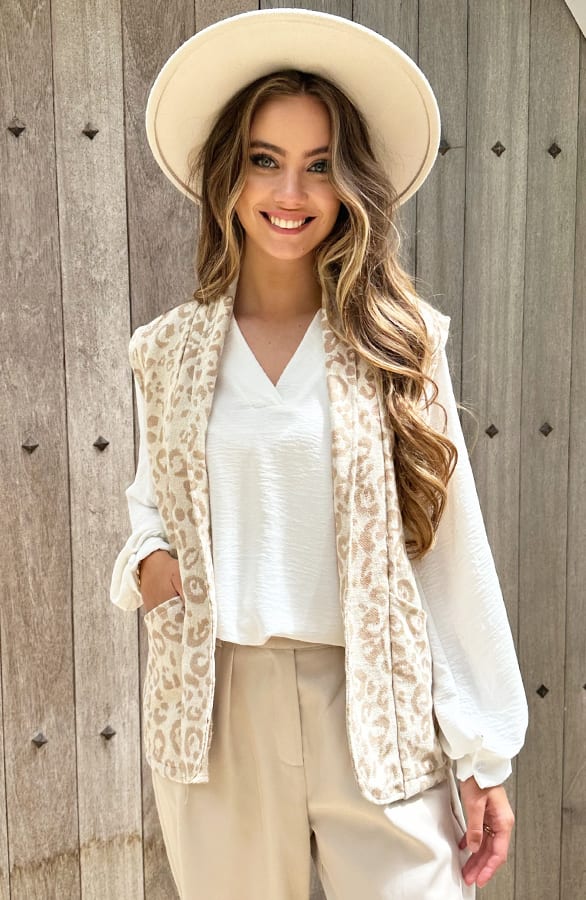 Leopard Gilet Oversized Yuna Beige – shoparchief