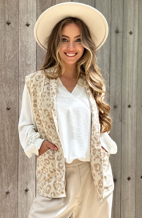 Leopard Gilet Oversized Yuna Beige – shoparchief — foto 5