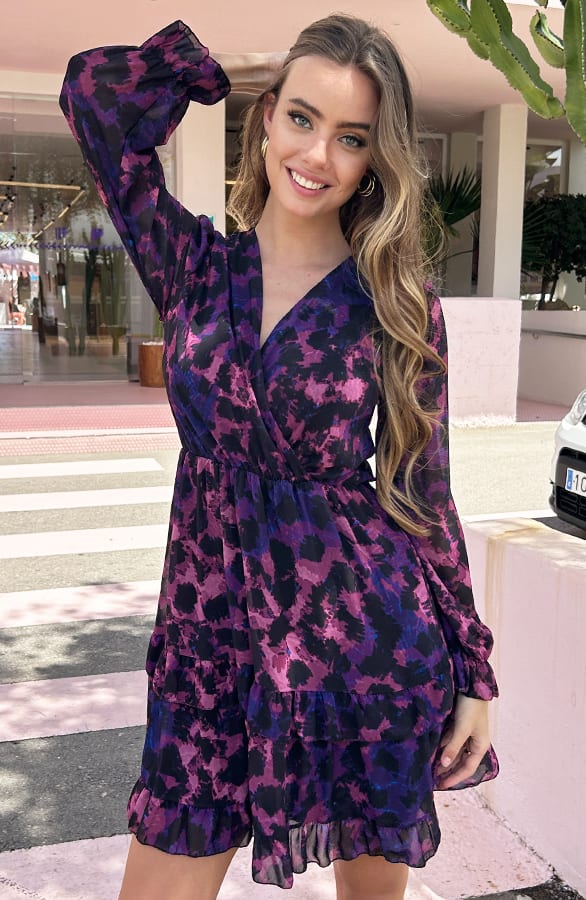 Leopard V-hals Dress Kenza Dust Roze – shoparchief — foto 5