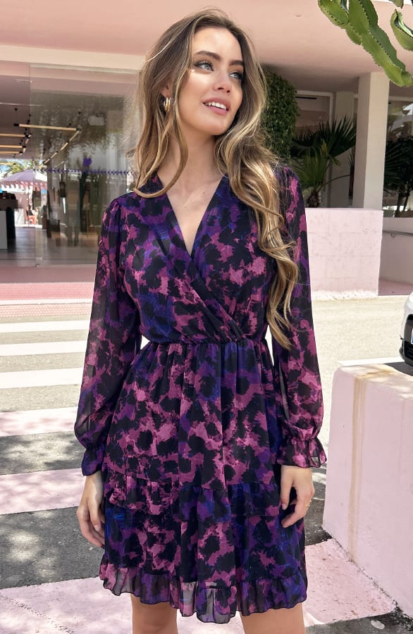 Leopard V-hals Dress Kenza Dust Roze – shoparchief