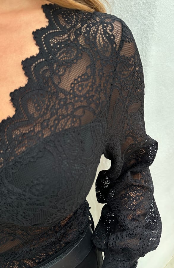Long Sleeve Lace Top Annabel Zwart – shoparchief — foto 5