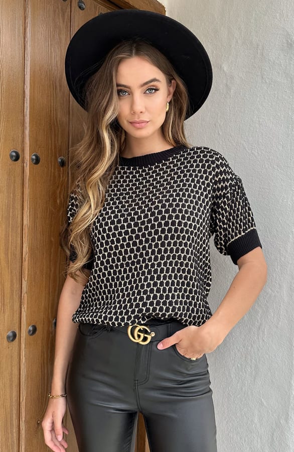 Lurex Knitted Top Nicole Zwart – shoparchief — foto 4