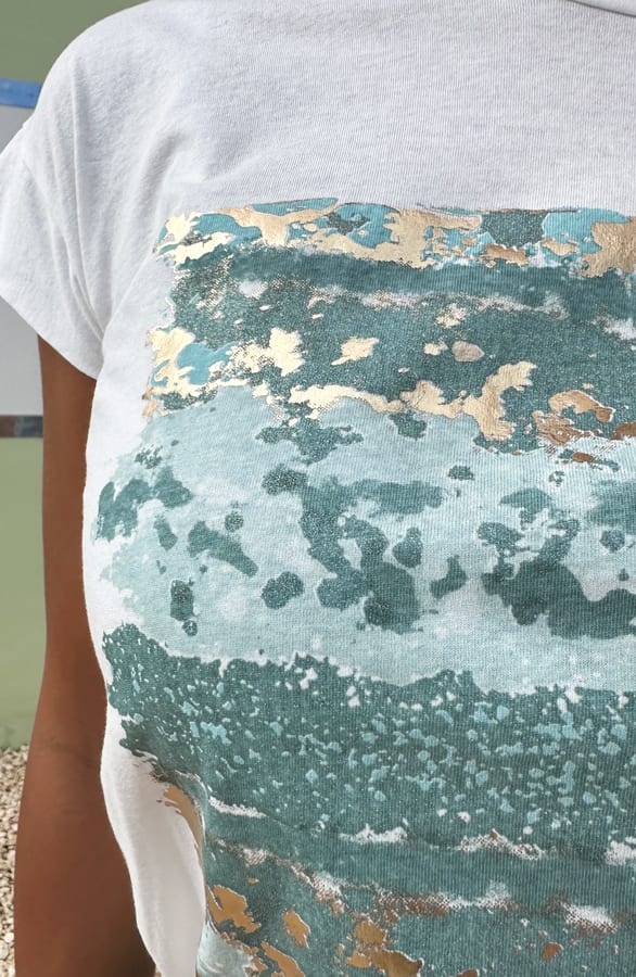 Metallic Print Top Kaia Mintgroen – shoparchief — foto 5