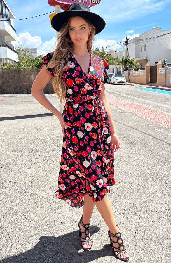 Midi Flower Jurk Tamara Zwart – alle jurkjes — foto 2