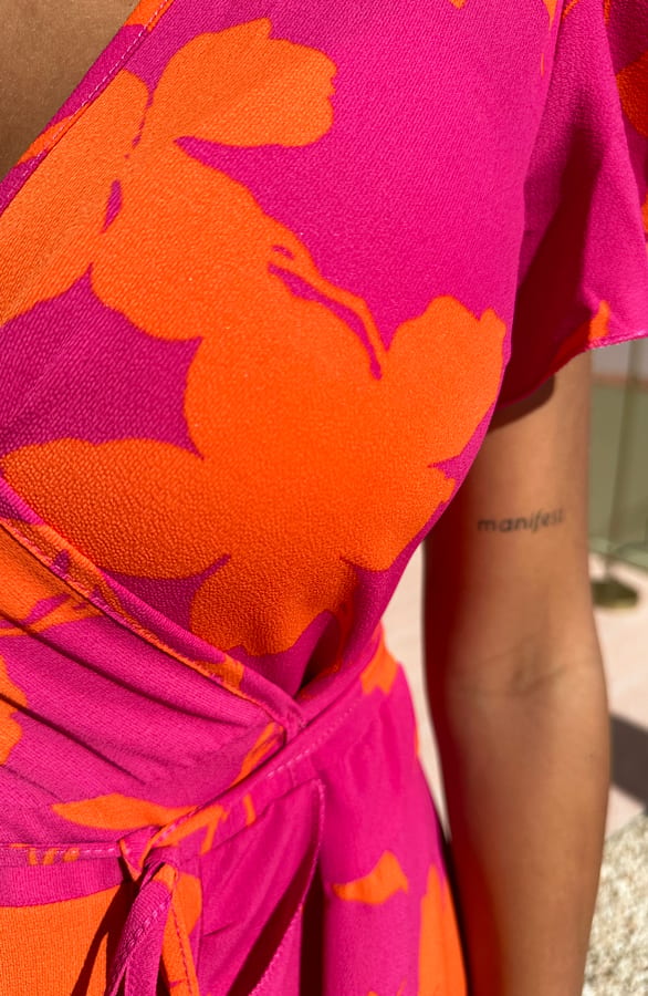 Midi Jurk Bloemen Jenny Roze Oranje – shoparchief — foto 5