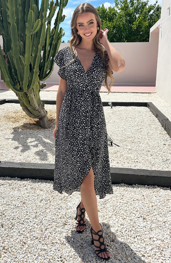 Midi Jurk Cheetah Jenny Zwart – alle jurkjes — foto 4