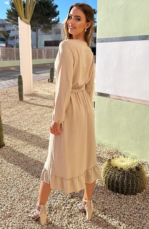 Midi Jurk Split Chelsea Beige – shoparchief — foto 2