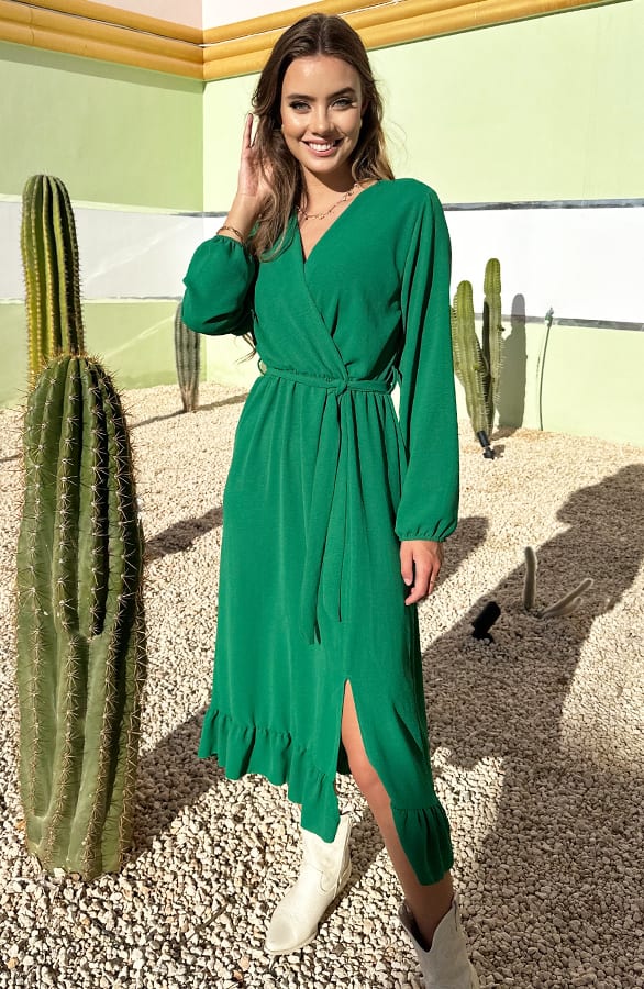Midi Jurk Split Chelsea Bright Green – shoparchief