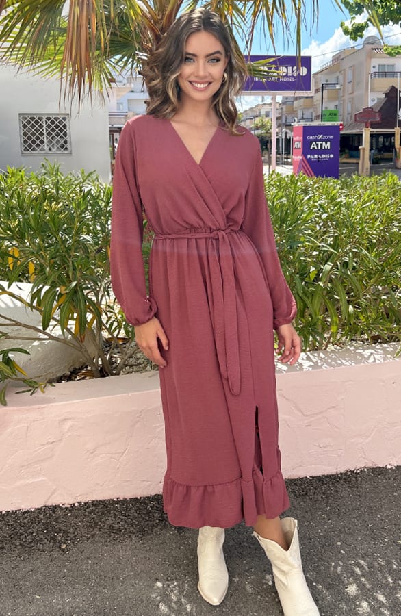 Midi Jurk Split Chelsea Dust Roze – shoparchief
