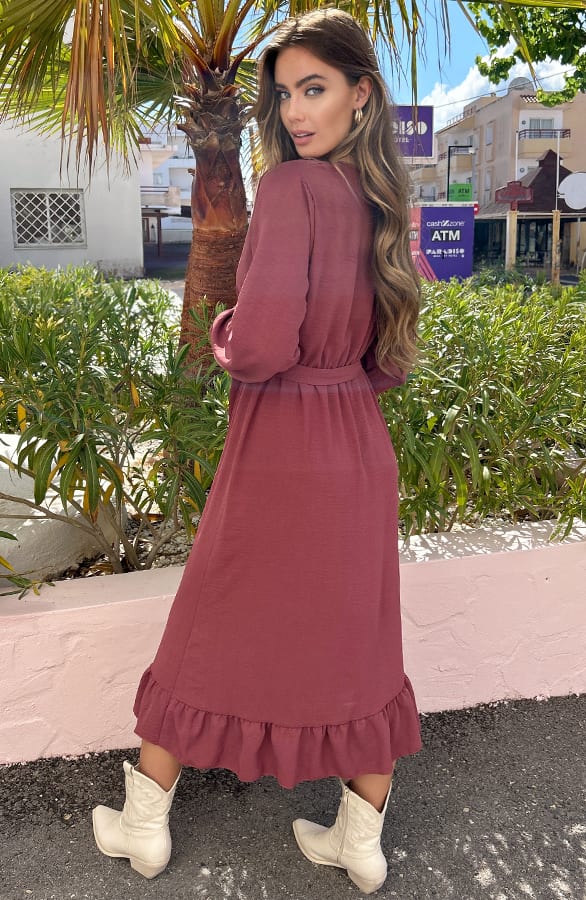 Midi Jurk Split Chelsea Dust Roze – shoparchief — foto 4
