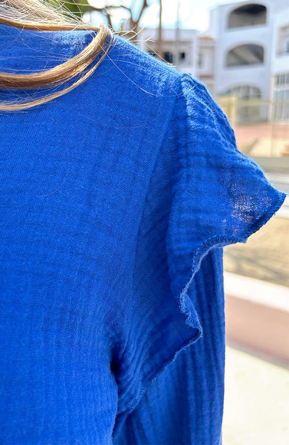 Mousseline Blouse Ruffle Romey Kobalt – shoparchief — foto 5