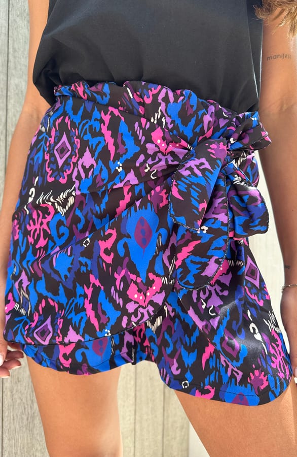 Overslag Print Skort Saar Kobalt – shoparchief