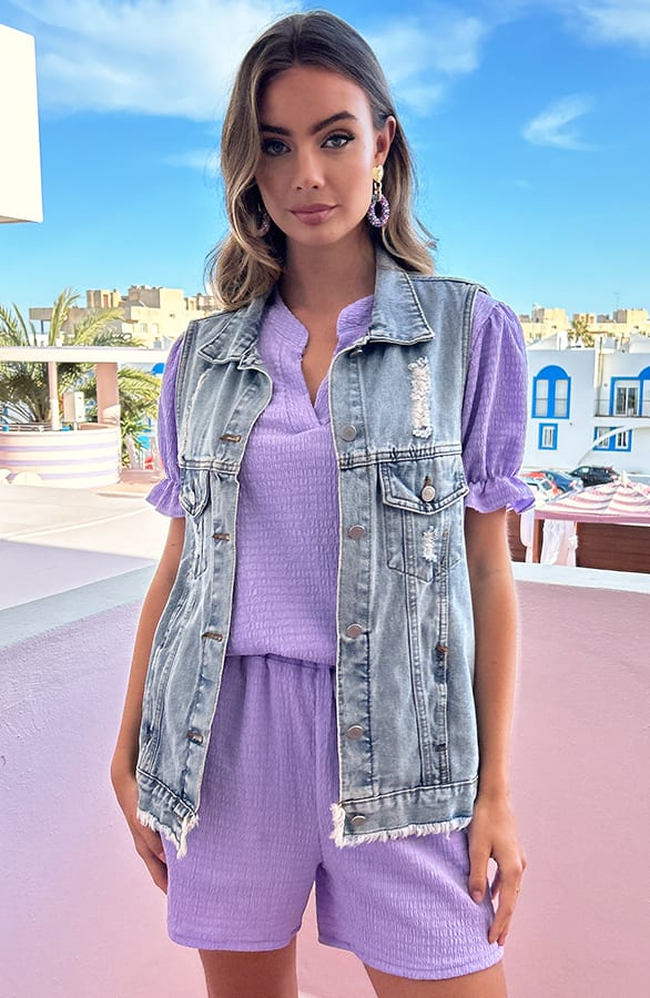 Pofmouwen Smocked Top Clara Lila – shoparchief — foto 6