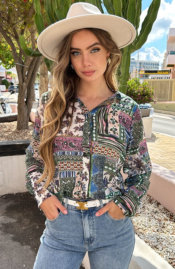 Print Blouse Amara Army – shoparchief
