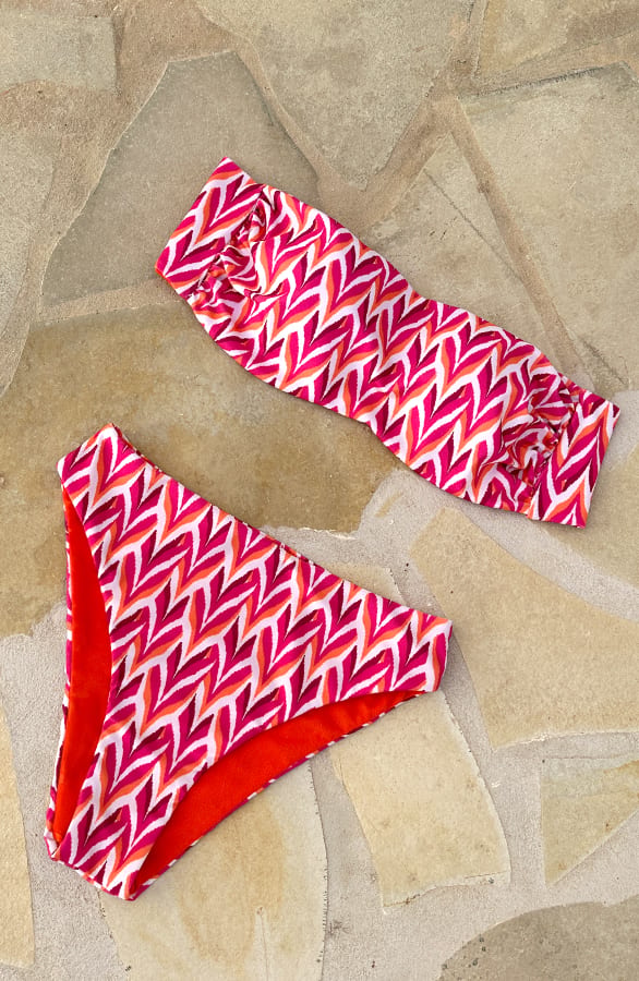 Print Strapless Bikini Top Mabel Pink – shoparchief